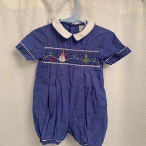 Christmas Smocked Boys One Piece